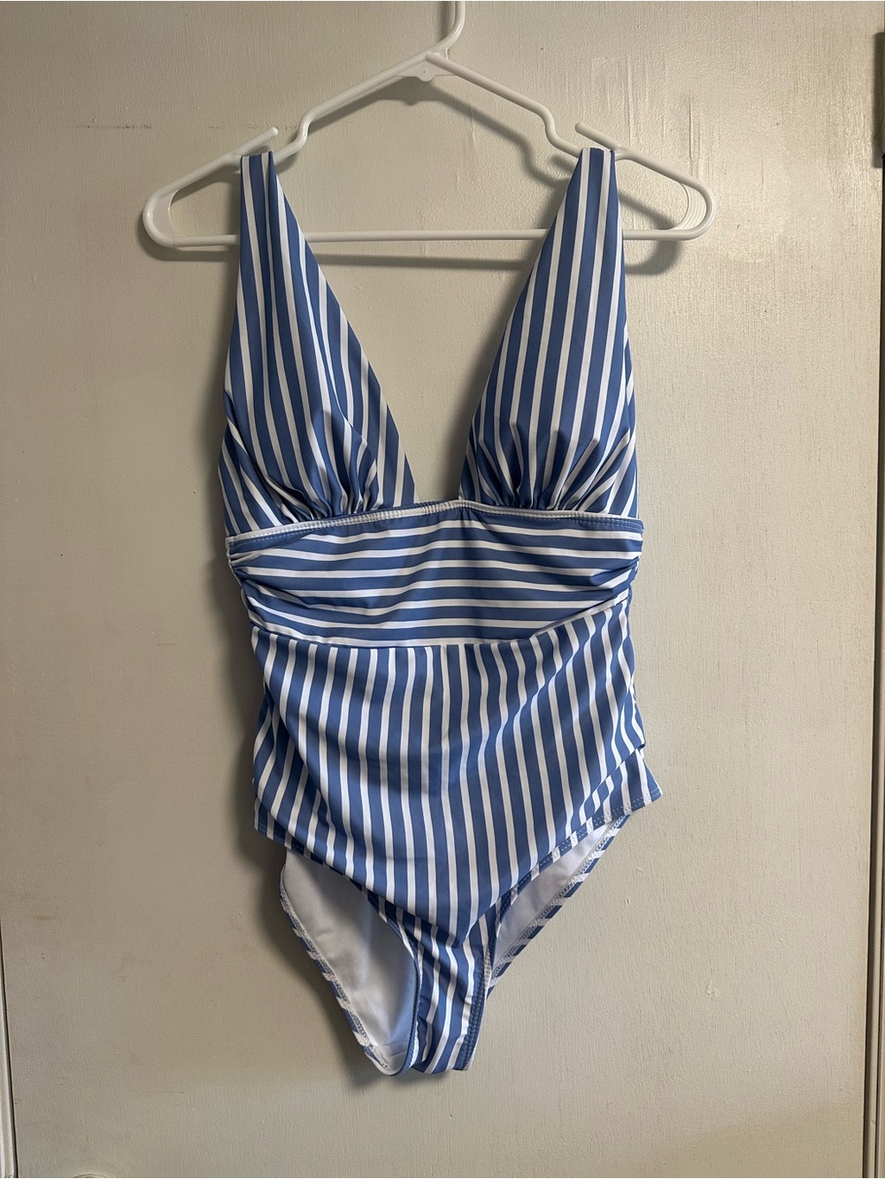 SHEIN Blue and White Striped One-Piece Swimsuit